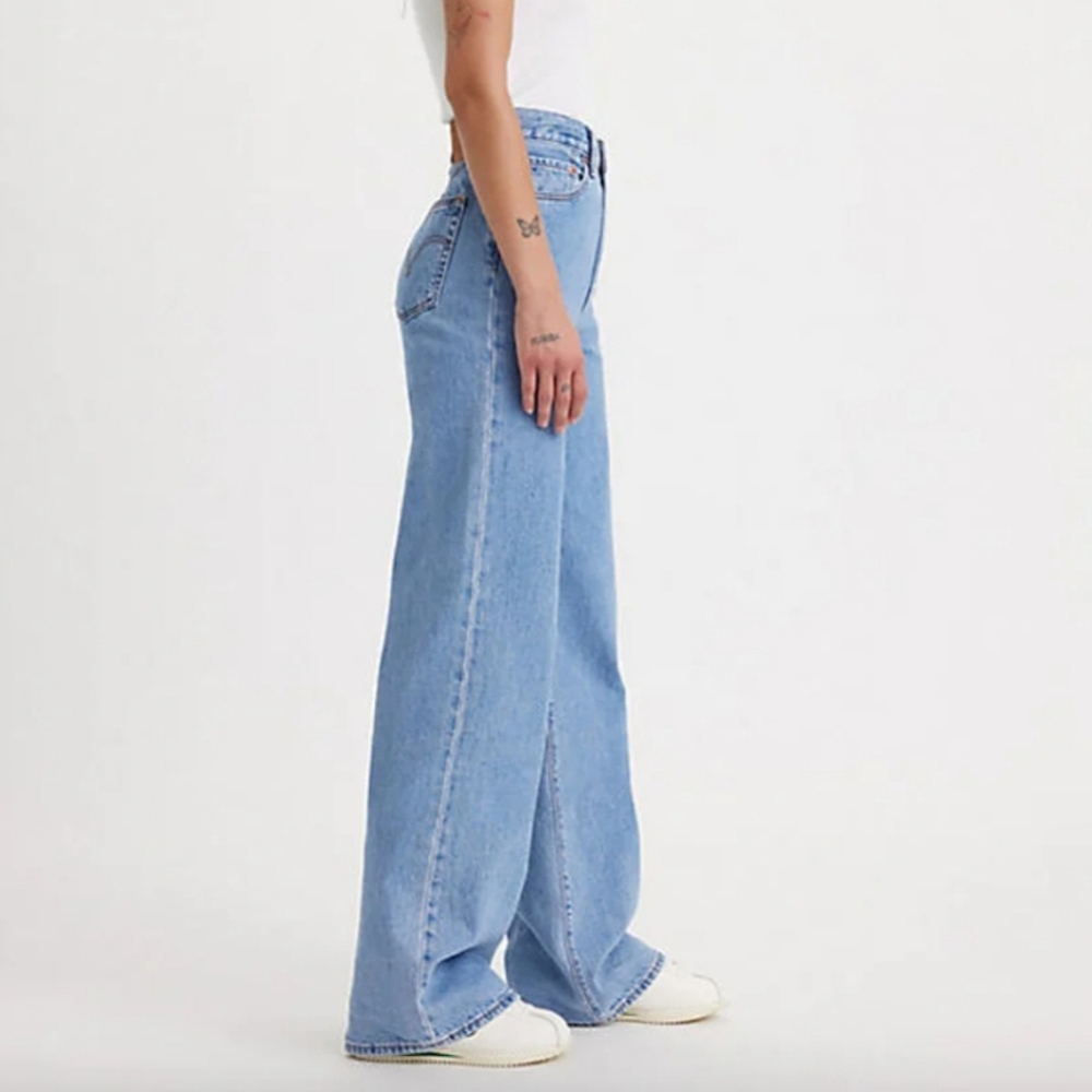 Levi's Ribcage Premium Wide Leg Blue Jeans - Picture 3 of 16
